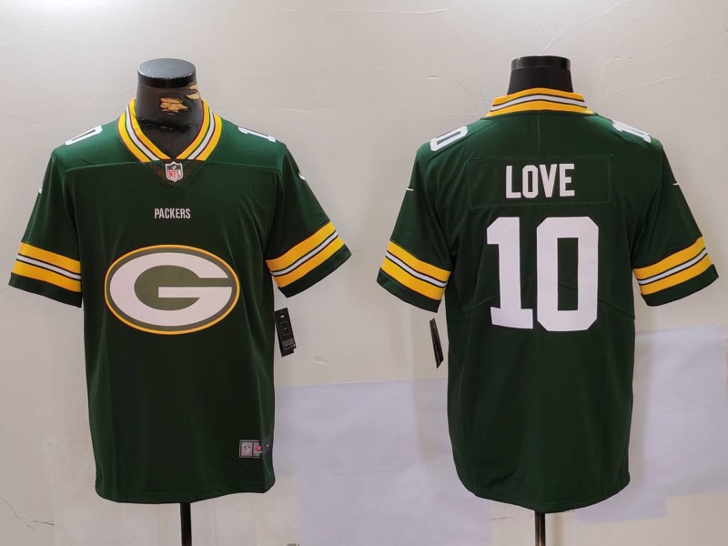 Men Green Bay Packers #10 Love Green Throwback 2024 Nike Vapor Limited NFL Jersey style 9122